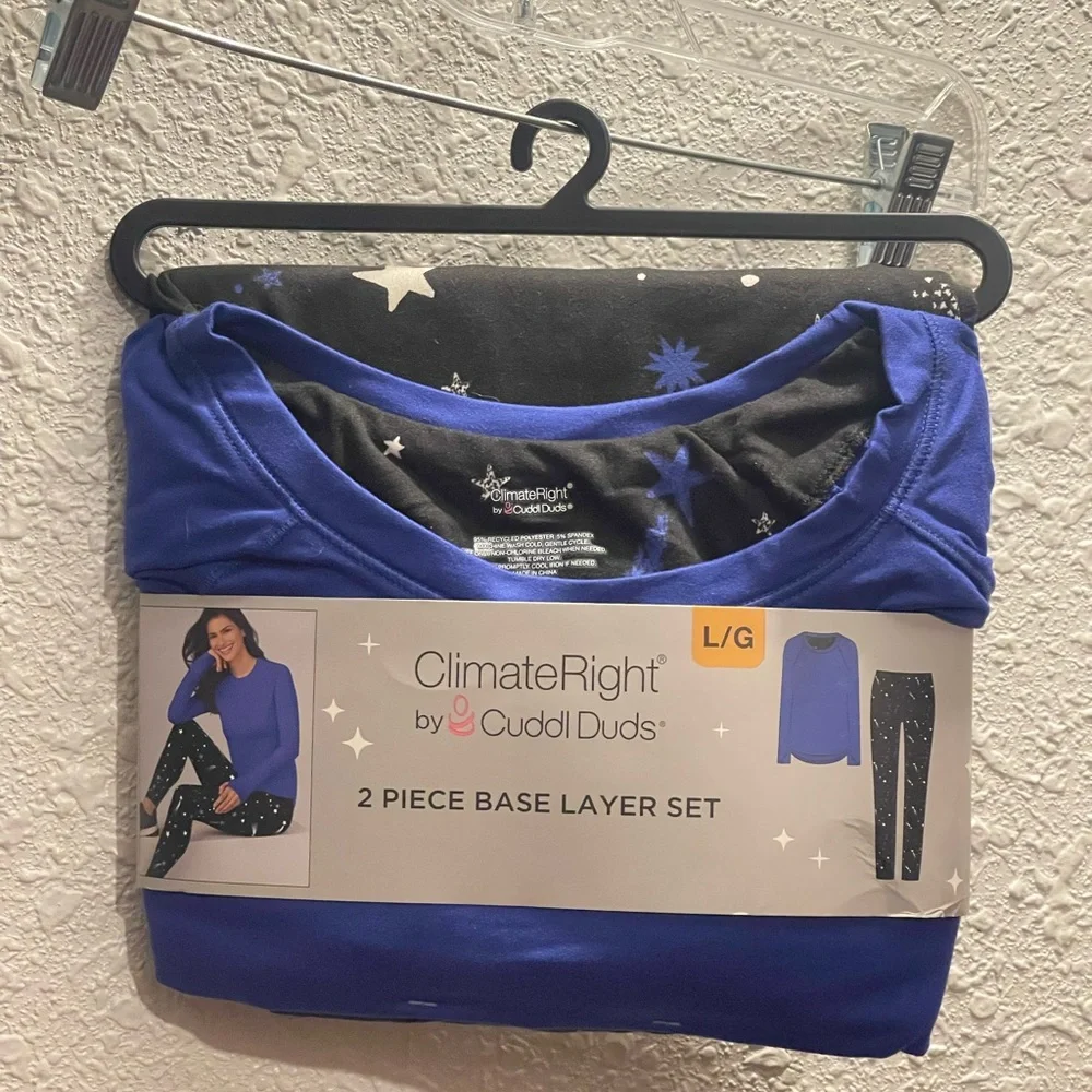 Cuddl Duds Black and Blue Starry Base Layer Set - Picture 1 of 2